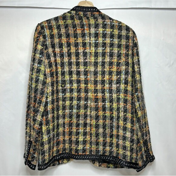 Soft Surroundings Tweed Jacket Open Blazer Large Multicolor Braided Chain Black - Picture 2 of 12